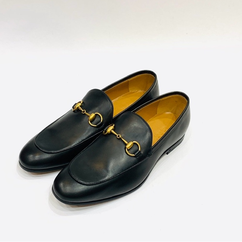 GUCCI Women’s Jordaan Horsebit Loafer - Size 37.5 (7.5US) BLACK Calfskin Leather